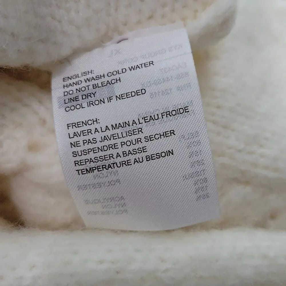 Elodie Pointelle Crewneck Knit Pullover Sweater In Ivory NEW Women's XL